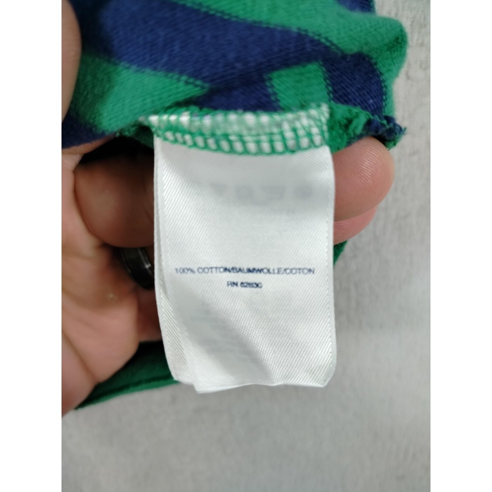 Vintage Lands End Rugby Polo Shirt Youth Medium‎ 10-12 Green Stripe Collared - Picture 4 of 8